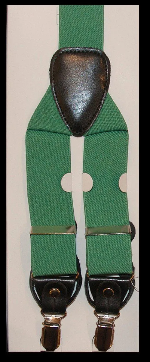 Solid Green Men's Suspenders