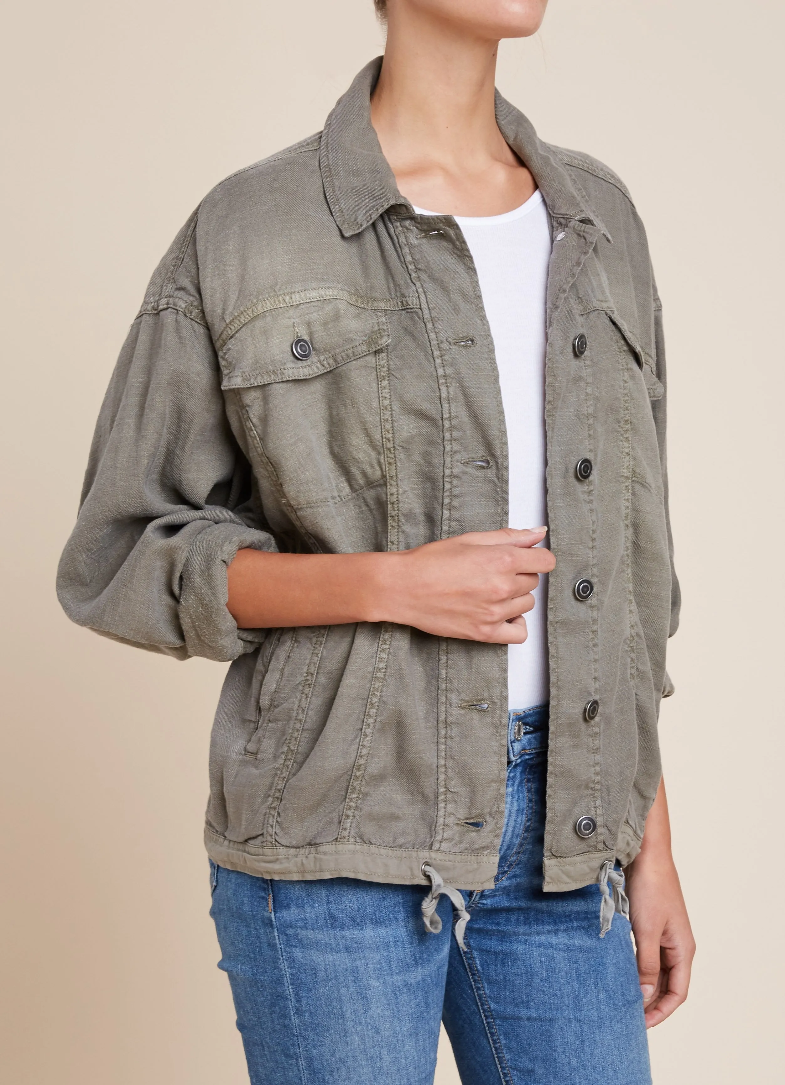 Splendid - Dolman Style Denim Jacket in Military Olive