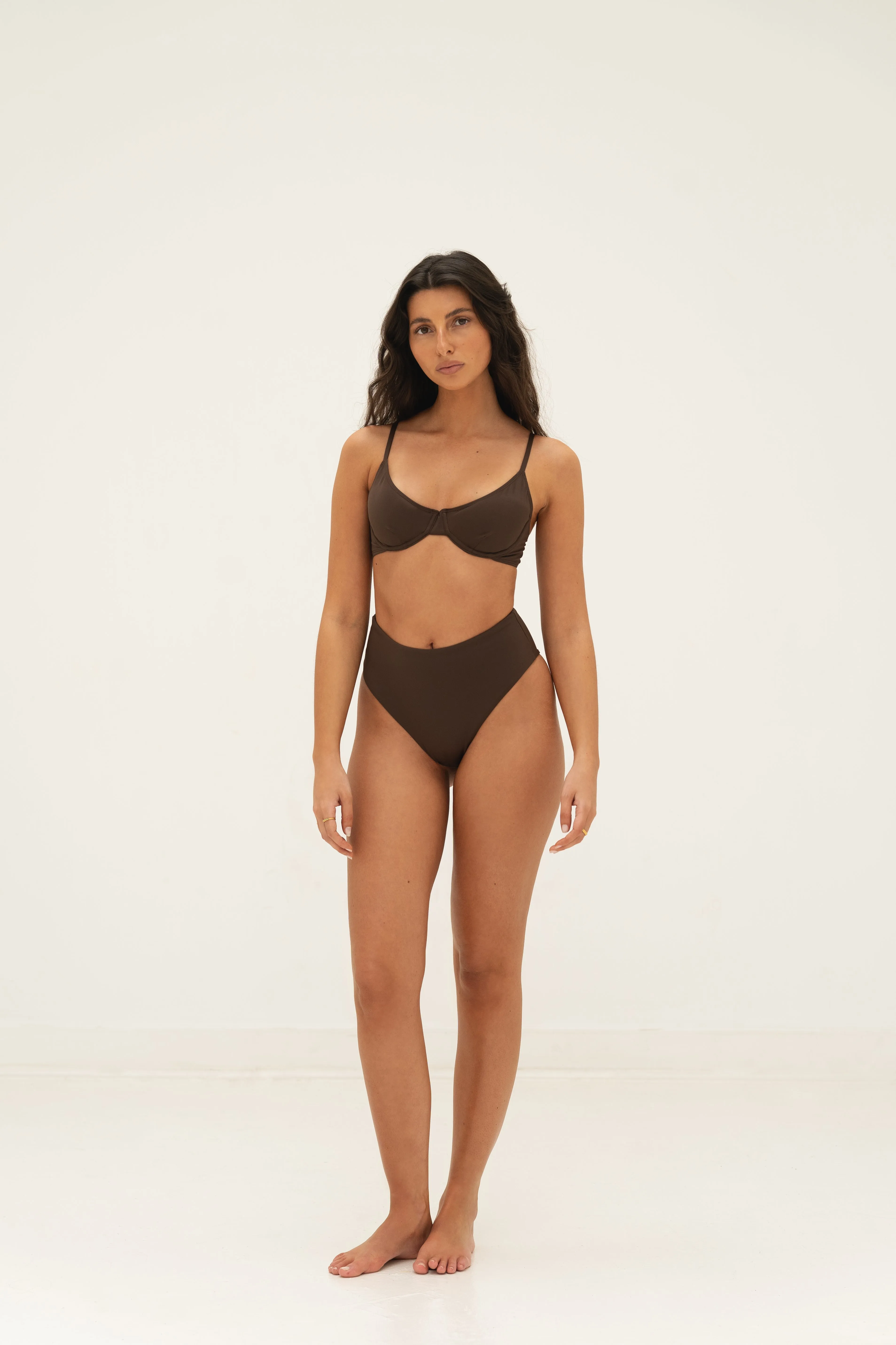 sustainable swimwear top eva chocolate