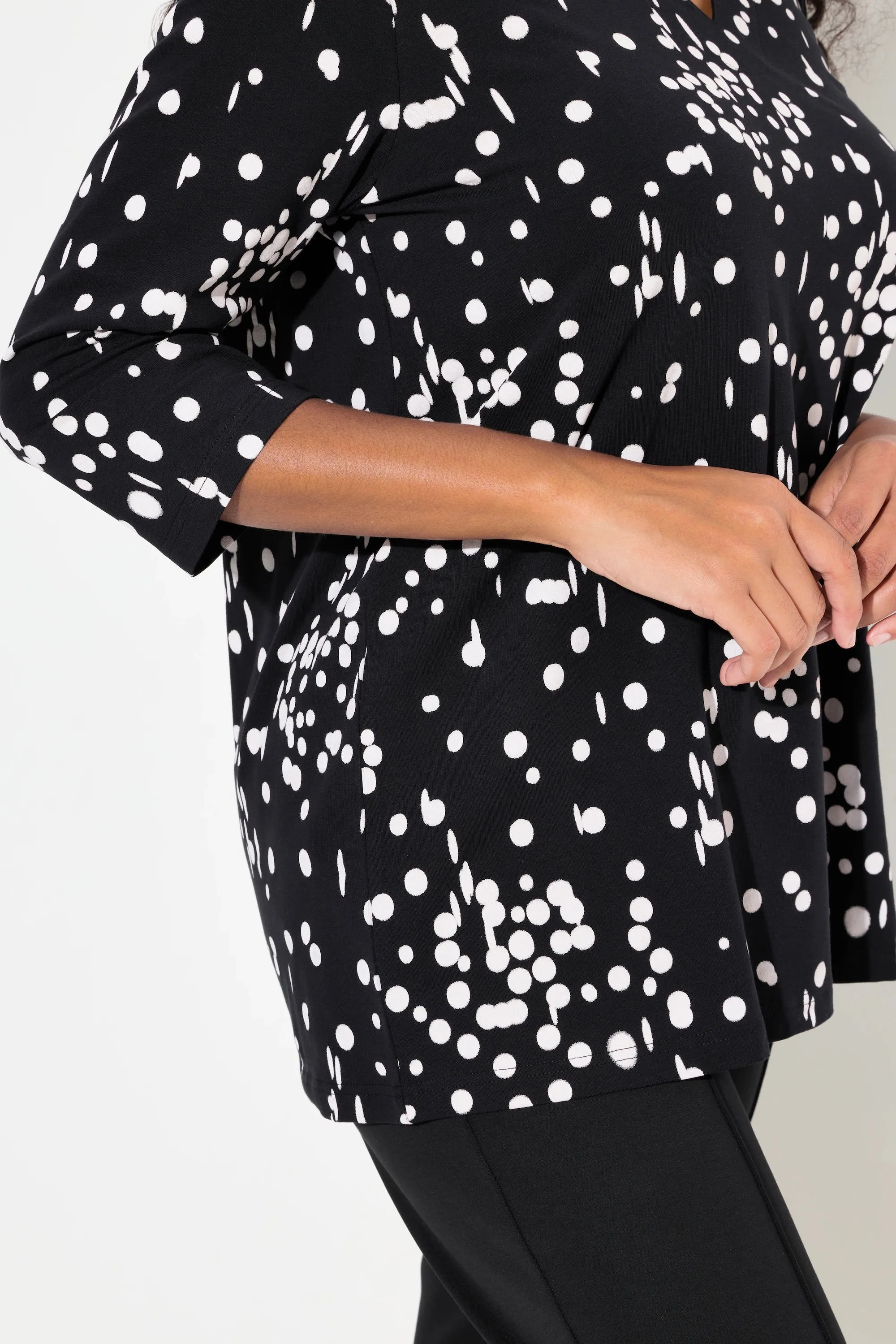 Ulla Popken Top in Black Polka Dot