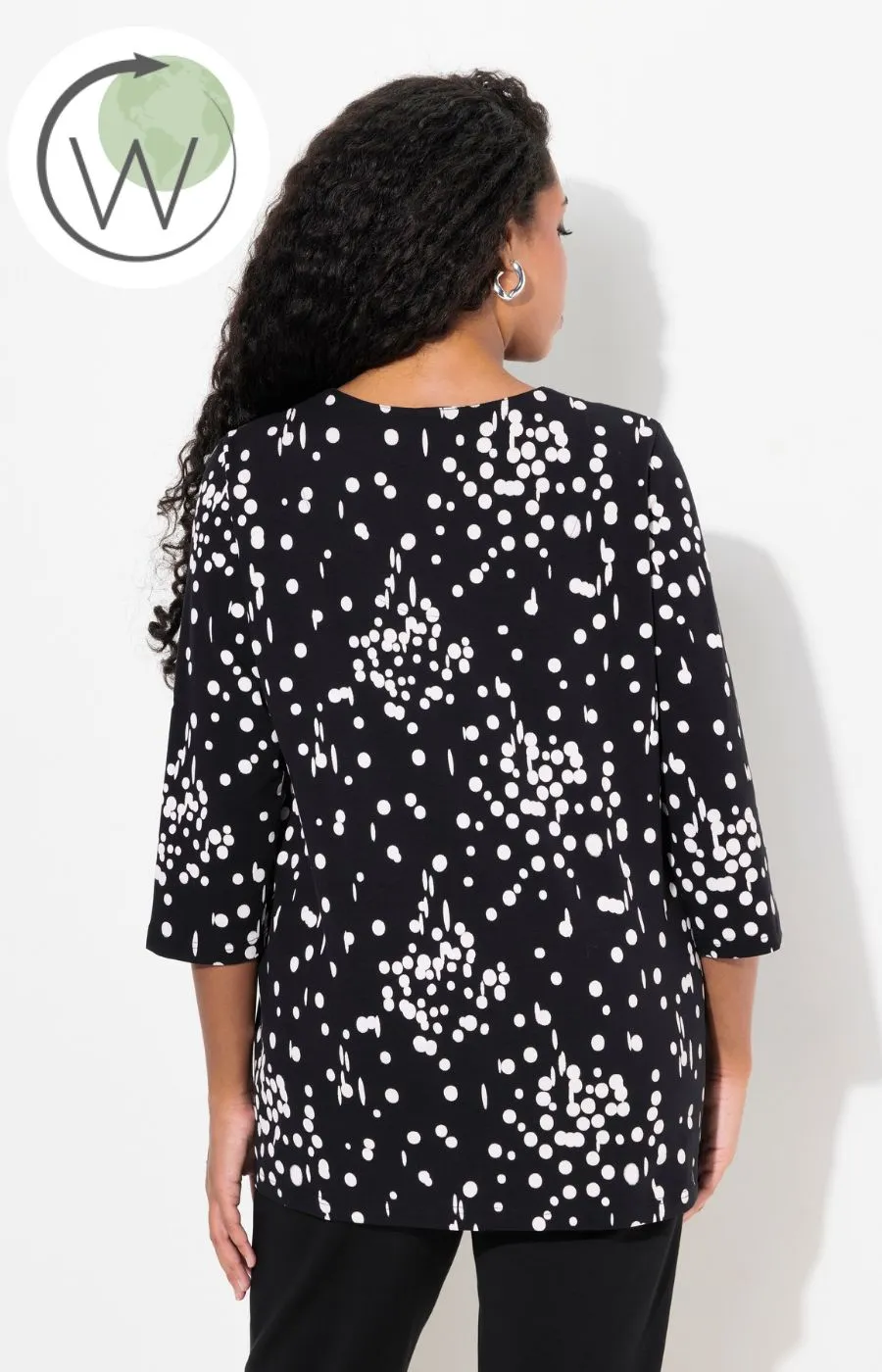 Ulla Popken Top in Black Polka Dot