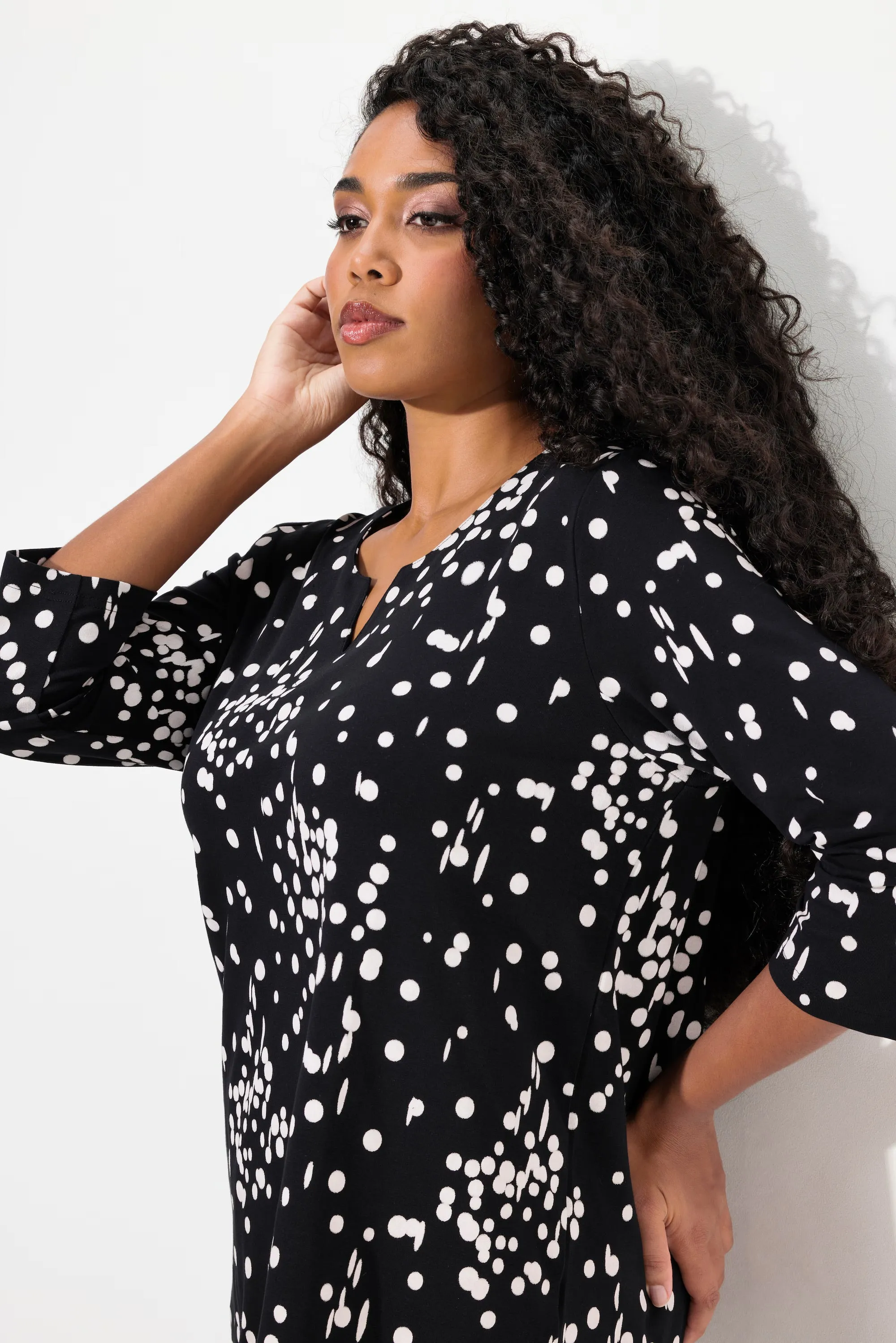 Ulla Popken Top in Black Polka Dot