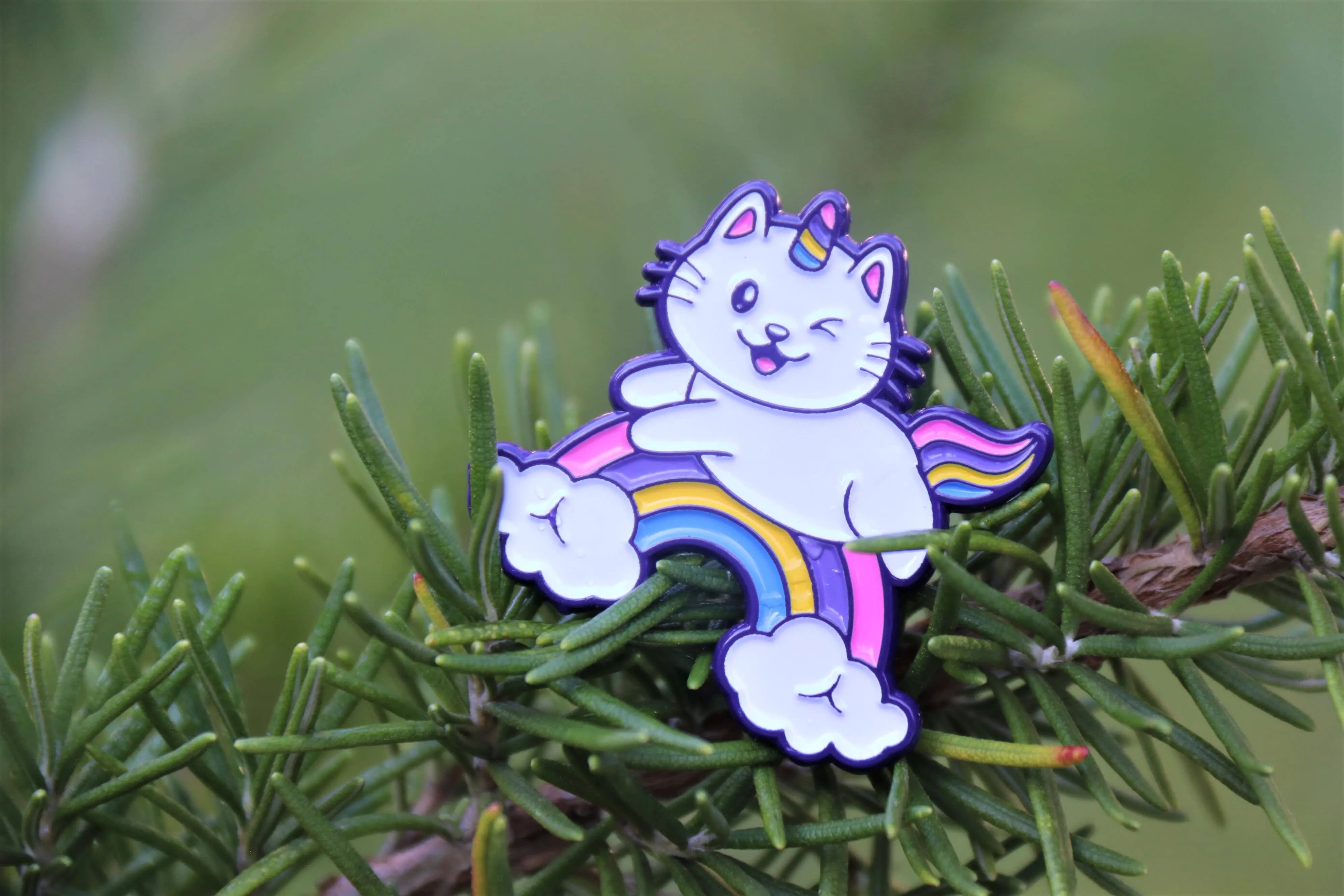 Unicorn Cat Kitty Rainbow Pin - Kawaii Cute Cat Lapel Pins