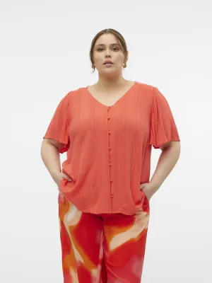 Vero Moda Curve Kanva Blouse in Coral