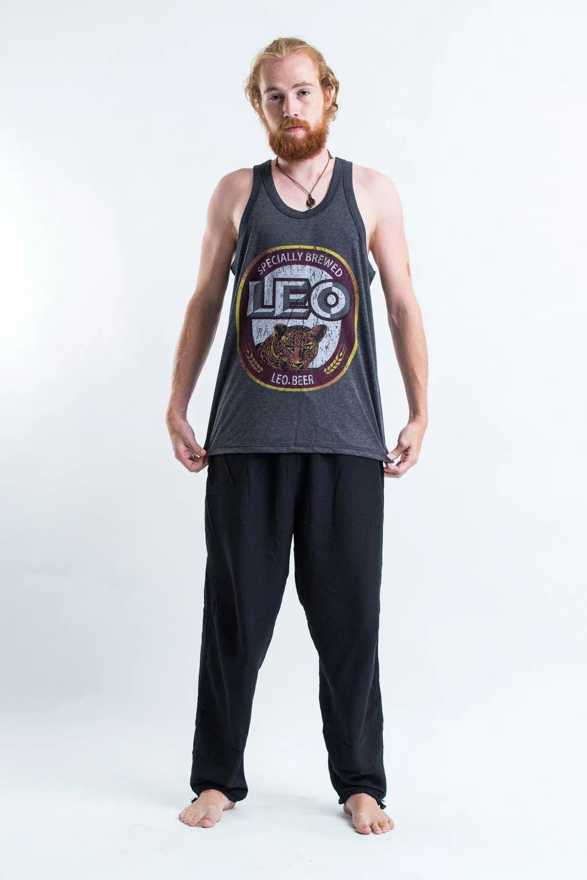 Vintage Style Leo Beer Tank Top in Black