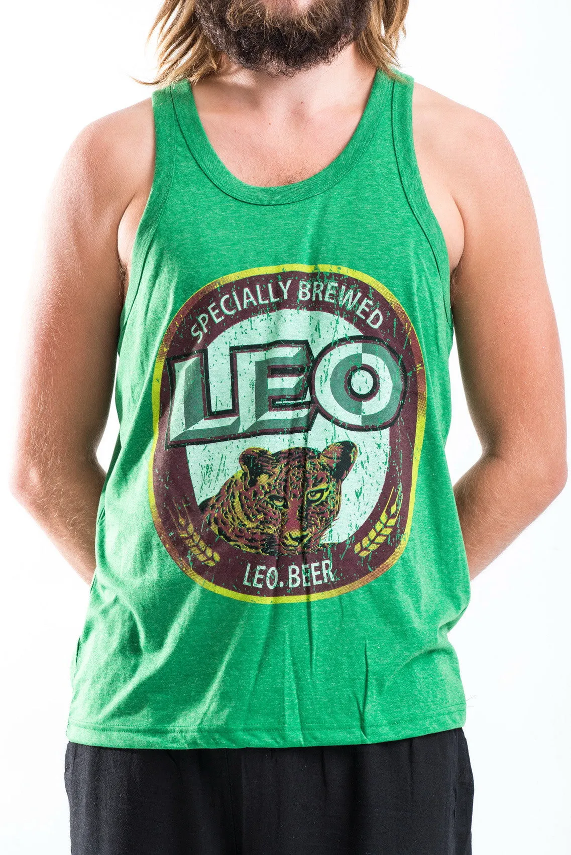 Vintage Style Leo Beer Tank Top in Green