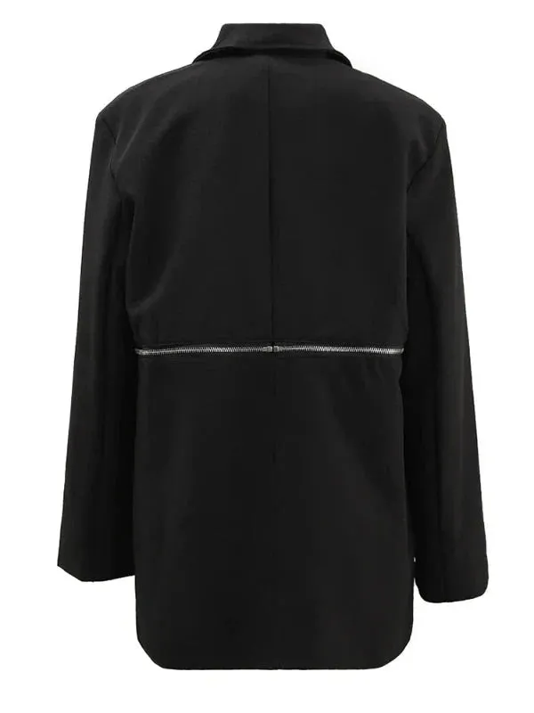 Wenkouban-Winter outfits Christmas Black Friday Two Way Zipper Oversized Blazer Jacket