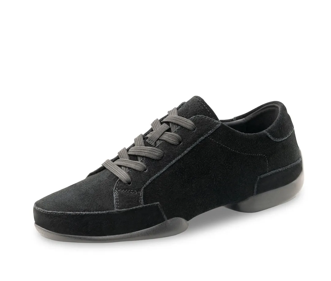 Werner Kern, 4055 Men's Sneaker, Black Goat Suede, Split-Sole, Flat Heel