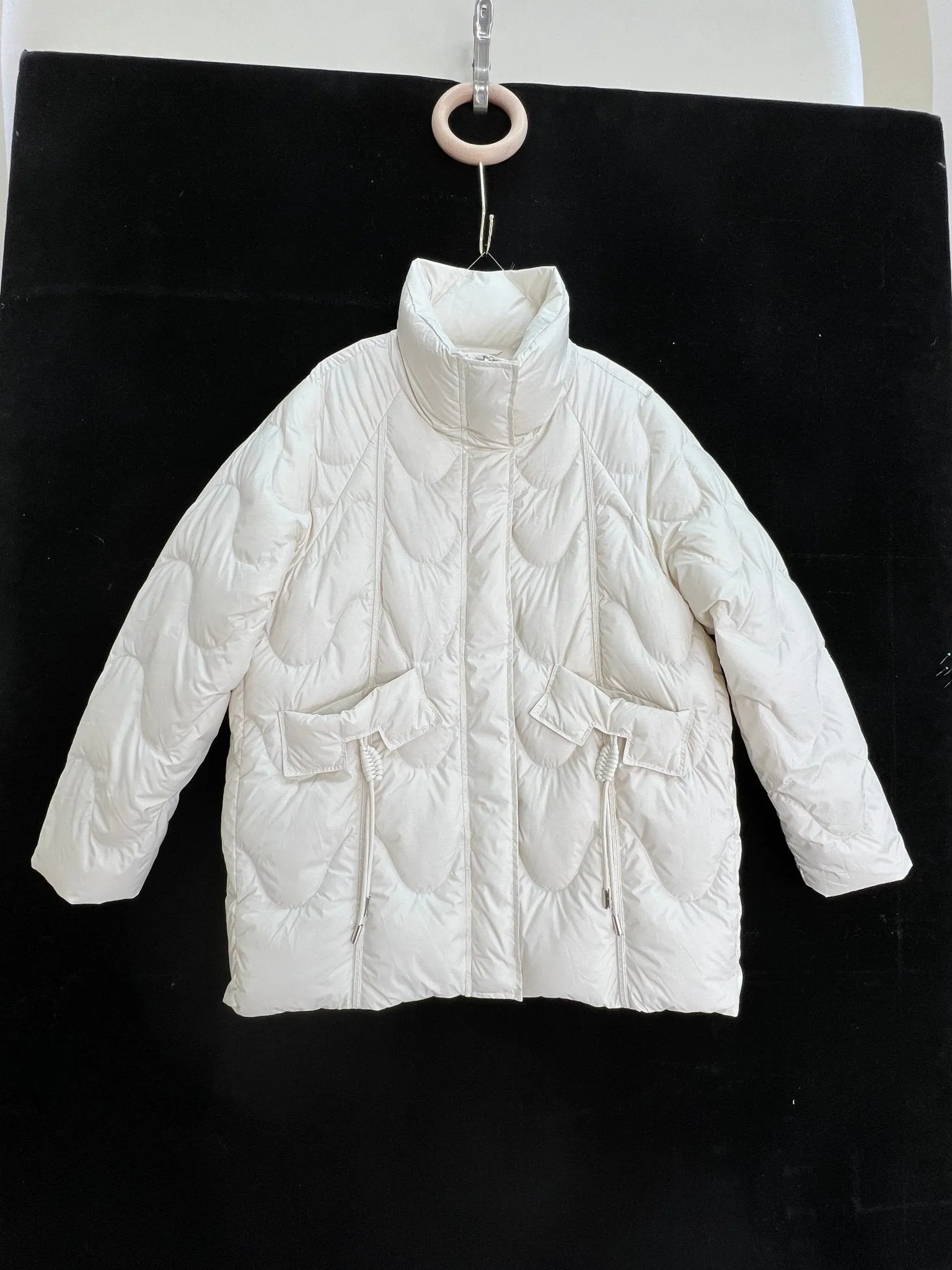 White Down Jacket with Big Pocket