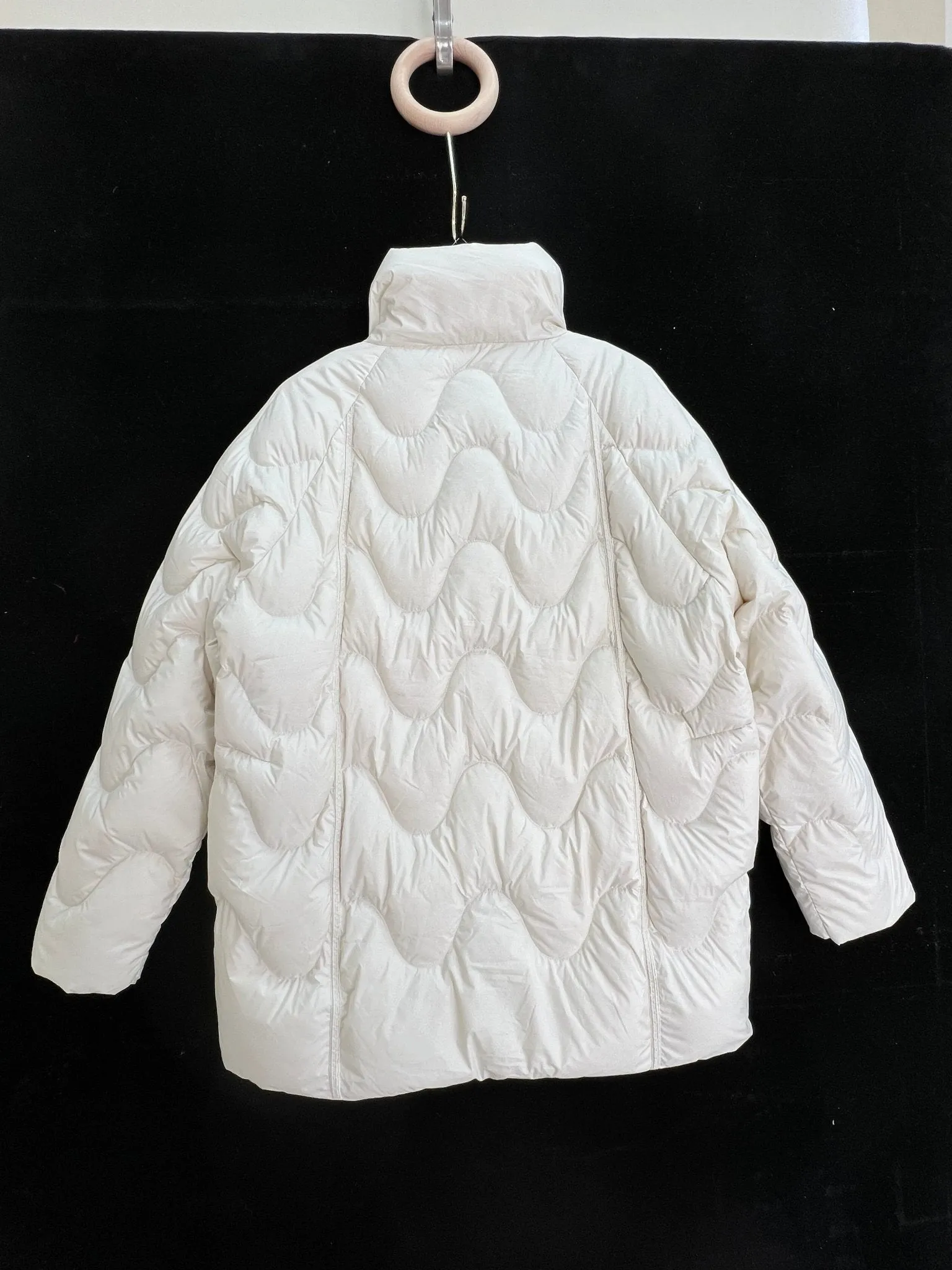 White Down Jacket with Big Pocket