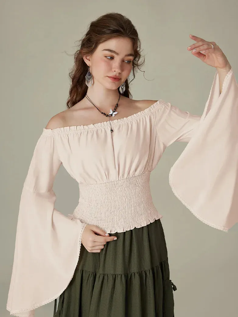 Women Renaissance Off Shoulder Tops Bell Sleeve Tops