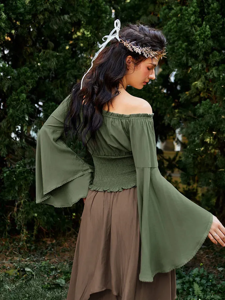 Women Renaissance Off Shoulder Tops Bell Sleeve Tops