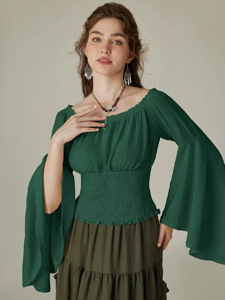 Women Renaissance Off Shoulder Tops Bell Sleeve Tops