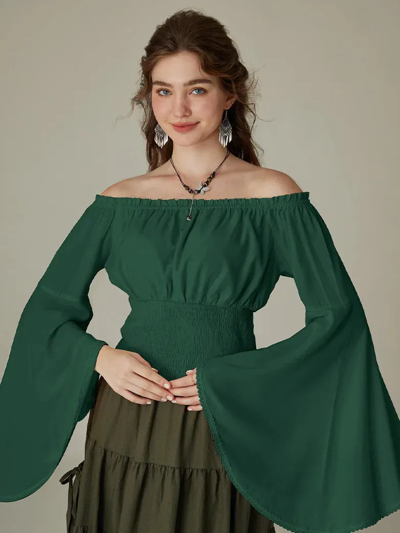 Women Renaissance Off Shoulder Tops Bell Sleeve Tops