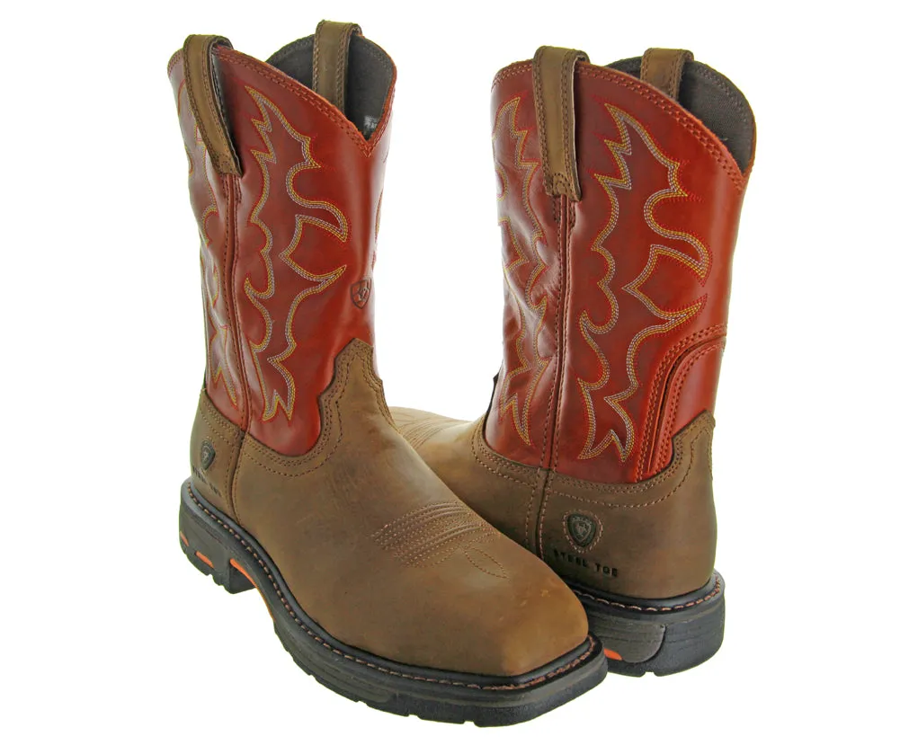 Workhog Wide Square Toe Dkearth/Brick by Ariat