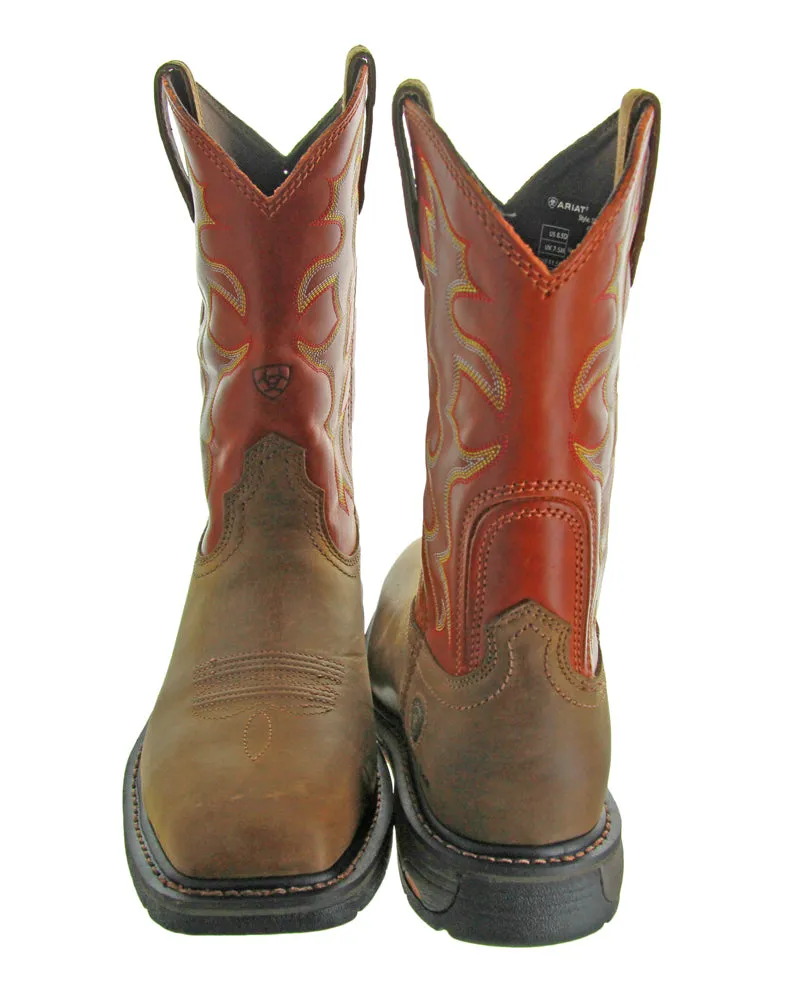 Workhog Wide Square Toe Dkearth/Brick by Ariat