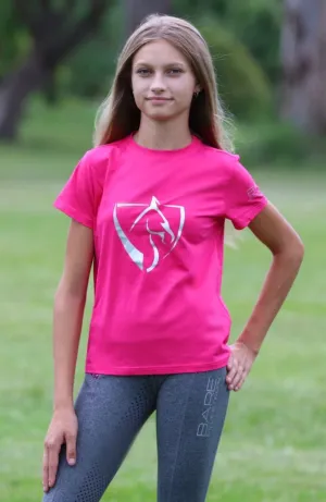 Youth BARE Silver Logo T-Shirt - Dark Pink