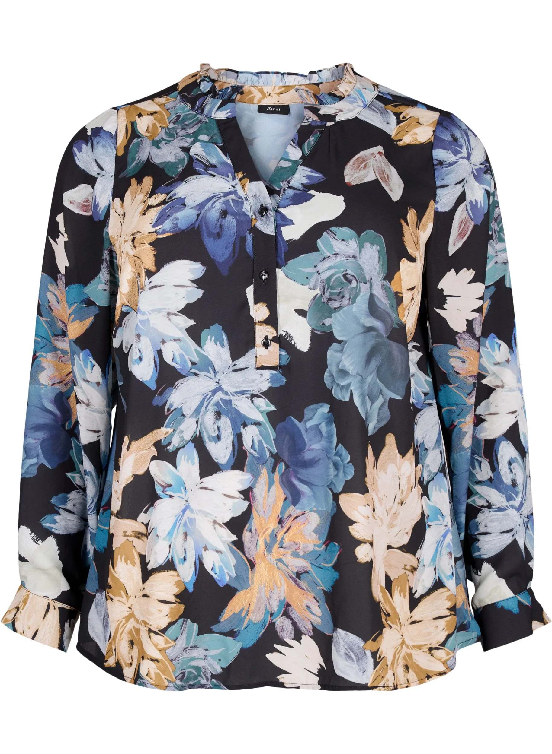 Zizzi Seli Blouse with Yellow Floral Print